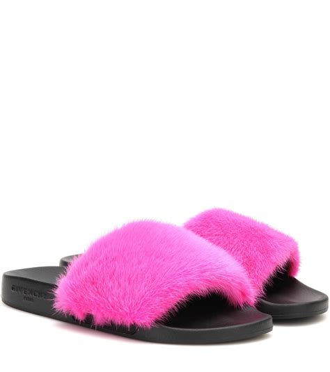 givenchy pink fur slides|Givenchy marshmallow slides 35.